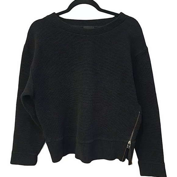 Aritzia Wilfred free Suzanna ribbed zipper side Sweater100% cotton black⭐️⭐️⭐️⭐️ - Picture 15 of 16